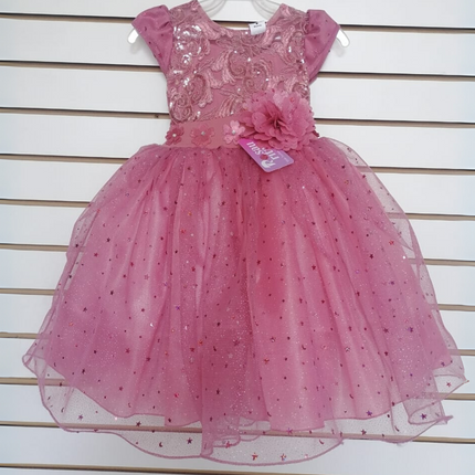 Vestido elegante niña con mangas y aplicaciones