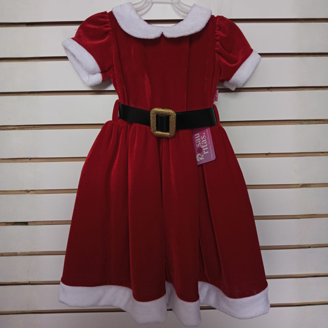 Disfraz de Papá Noel para niñas Rojo con Cinturón Negro, Perfecto para Fiestas y Posadas Navideñas