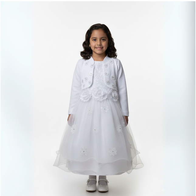 Vestido niña blanco elegante con bolero