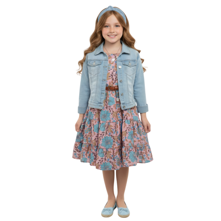 Vestido Casual Estampado Flores Niña